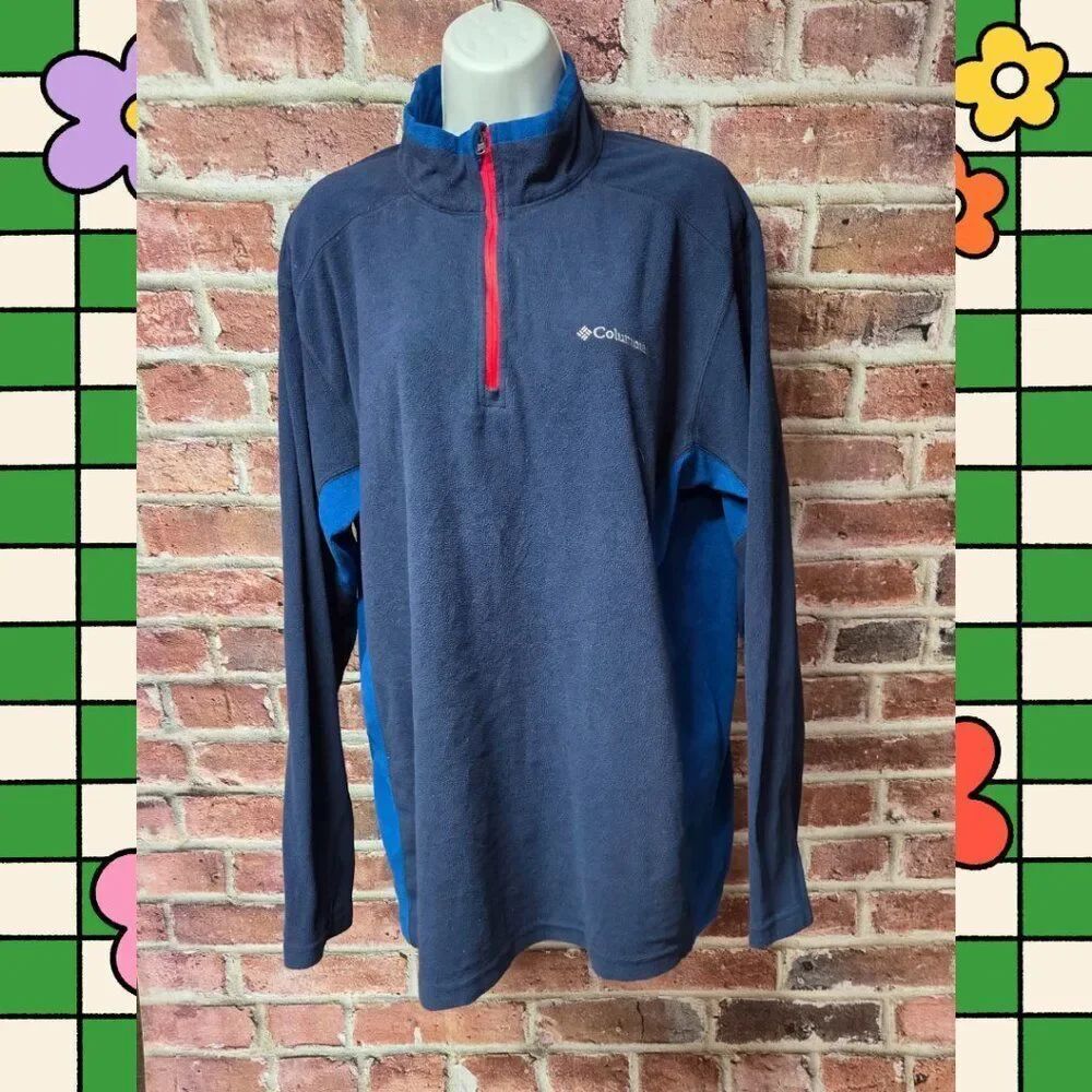 Columbia Sweater XL | Dark Blue Zip Up Fleece Outdoor Hiking Athleisure Classic